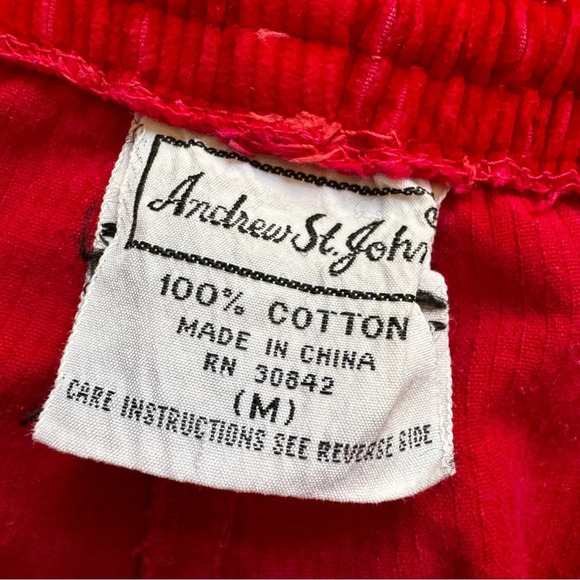 Vintage Andrew St. John Red Corduroy Pants Straight Cotton Retro M y2k - Picture 9 of 10
